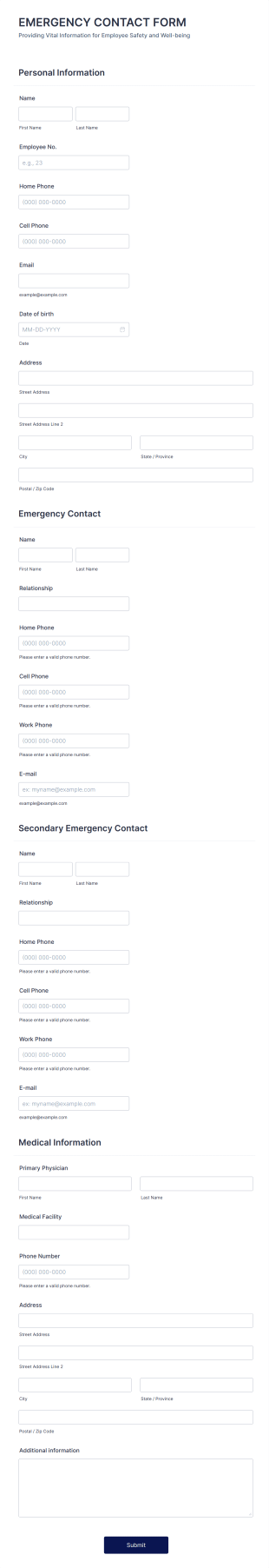 Emergency Contact Form Template