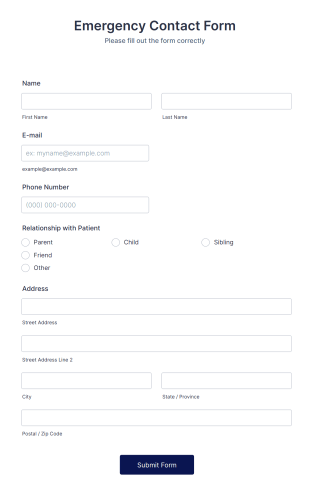 Quick Emergency Contact Form Template