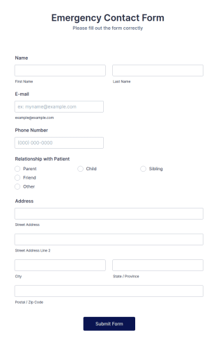 Quick Emergency Contact Form Template