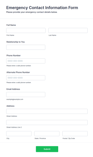 Emergency Contact Information Form Template