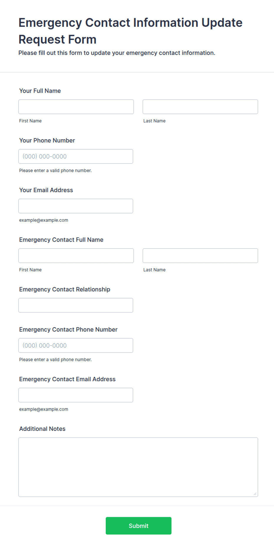 Form Update Request Emergency Contact Information Update Request Form Template | Jotform
