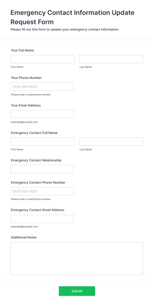 Emergency Contact Information Update Request Form Template