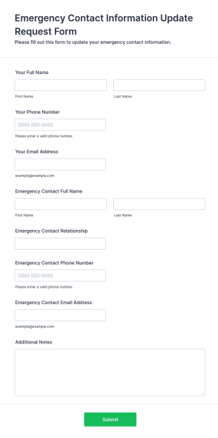 Emergency Contact Information Update Request Form Template