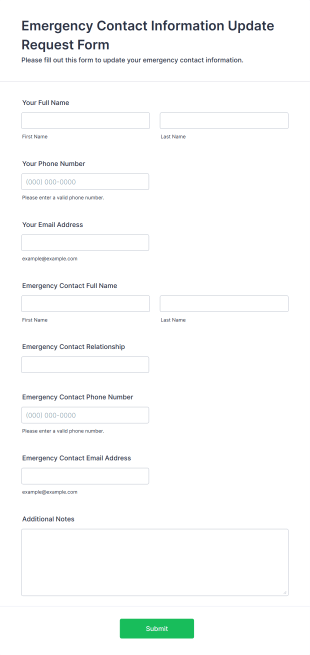 Emergency Contact Information Update Request Form Template