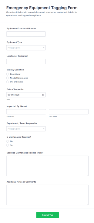 Emergency Equipment Tagging Form Template