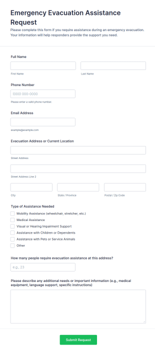 Emergency Evacuation Assistance Request Form Template