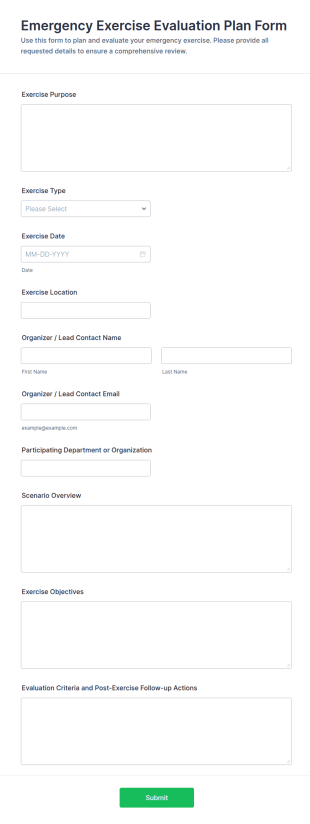 Emergency Exercise Evaluation Plan Form Template