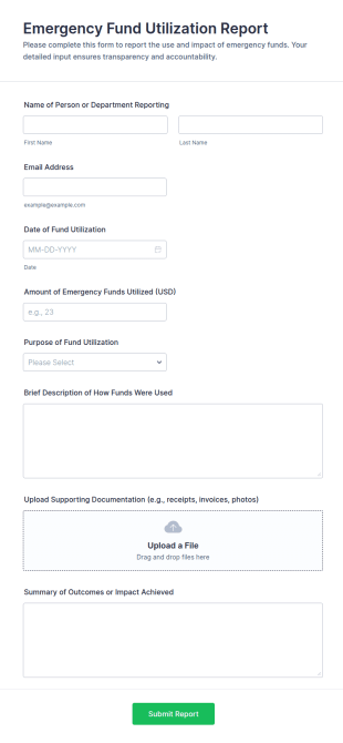 Emergency Fund Utilization Report Form Template