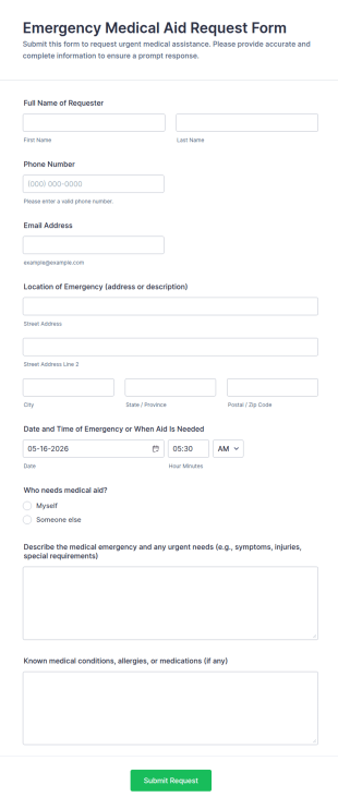 Emergency Medical Aid Request Form Template