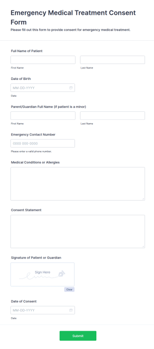 Emergency Medical Treatment Consent Form Template