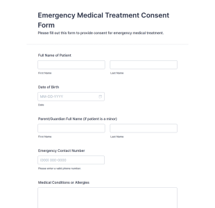 Emergency Medical Treatment Consent Form Template