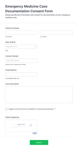 Emergency Medicine Case Documentation Consent Form Template