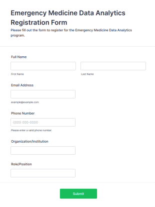 Emergency Medicine Data Analytics Registration Form Template