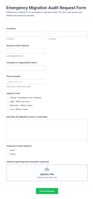 Emergency Migration Audit Request Form Template