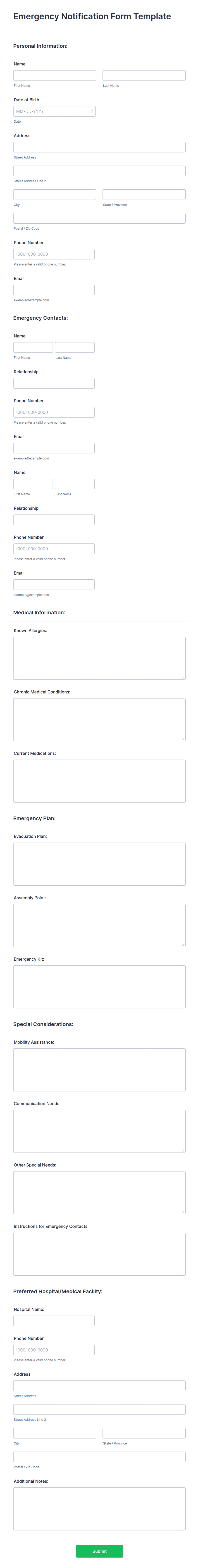 Emergency Notification Template Excel