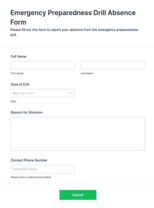 Emergency Preparedness Drill Absence Form Template