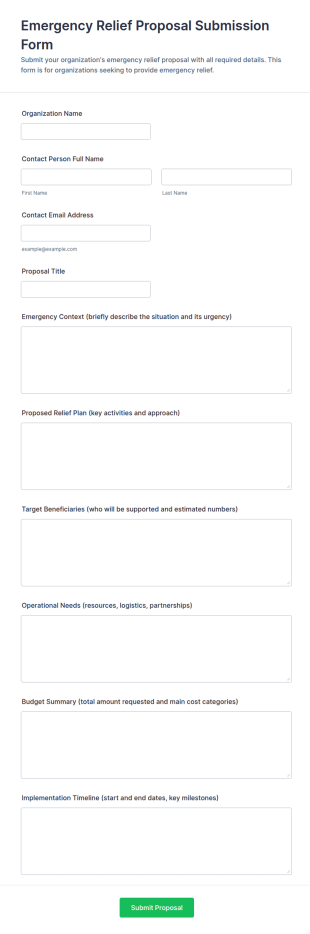 Emergency Relief Proposal Submission Form Template