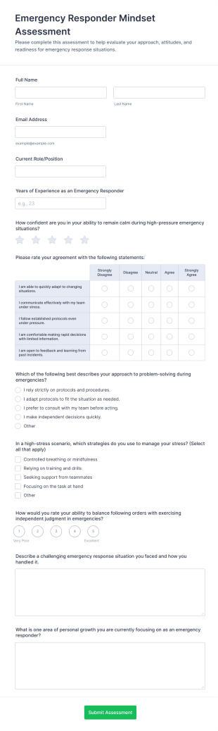 Emergency Responder Mindset Assessment Form Template