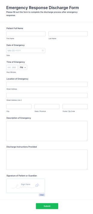 Emergency Response Discharge Form Template