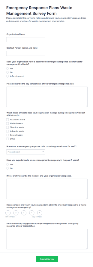 Emergency Response Plans Waste Management Survey Form Template
