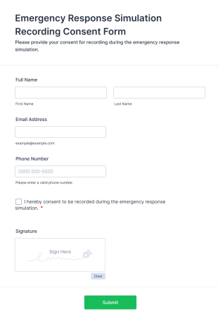 Emergency Response Simulation Recording Consent Form Template