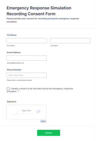 Emergency Response Simulation Recording Consent Form Template