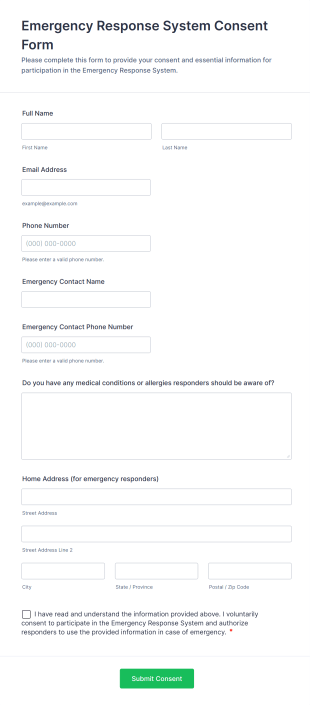 Emergency Response System Consent Form Template