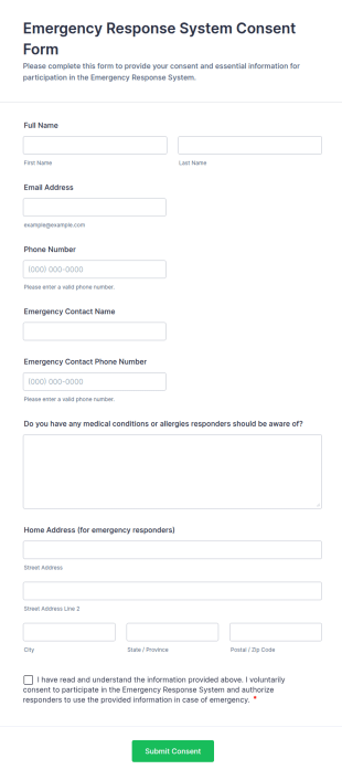 Emergency Response System Consent Form Template