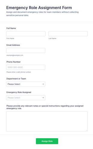 Emergency Role Assignment Form Template