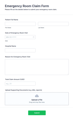 Emergency Room Claim Form Template
