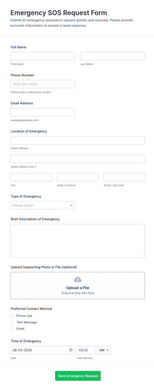 Emergency SOS Request Form Template