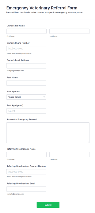 Emergency Veterinary Referral Form Template
