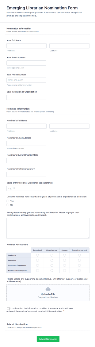 Emerging Librarian Nomination Form Template