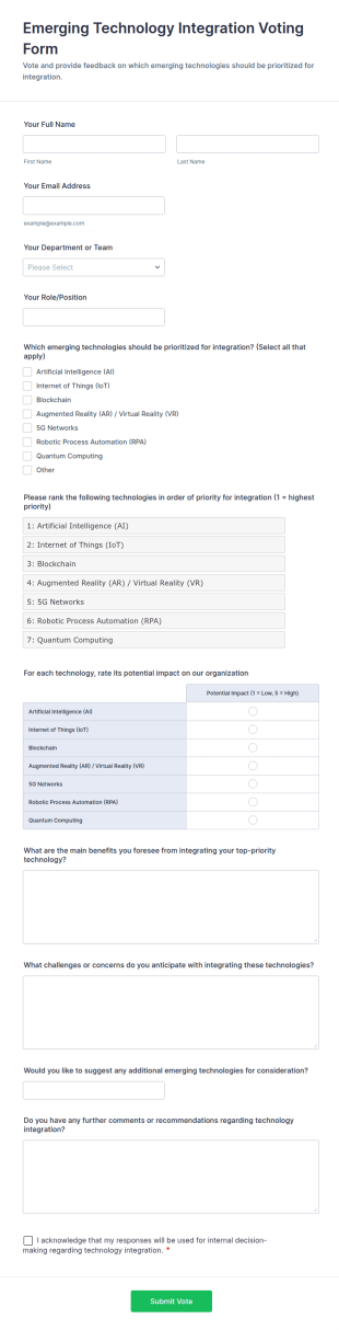 Emerging Technology Integration Voting Form Template