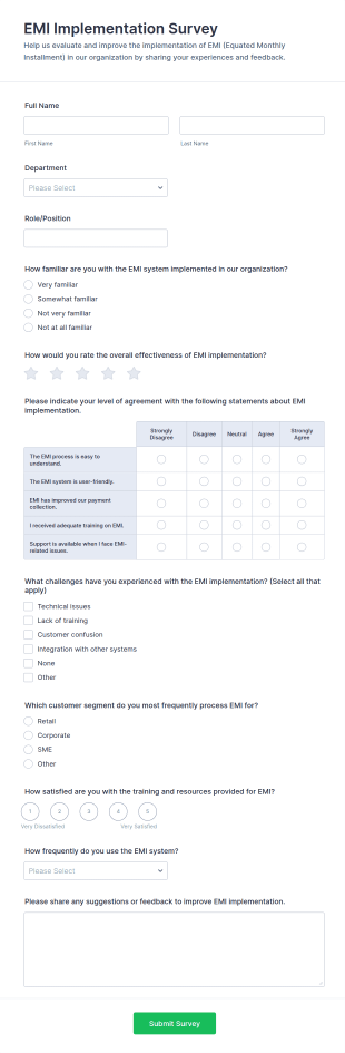 EMI Implementation Survey Form Template