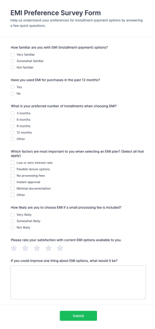EMI Preference Survey Form Template