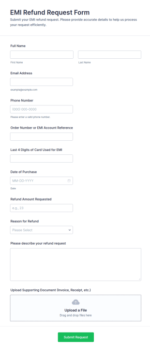EMI Refund Request Form Template