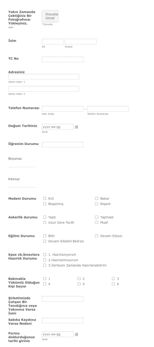 Eminler İşbaşvuru Form Şablonu