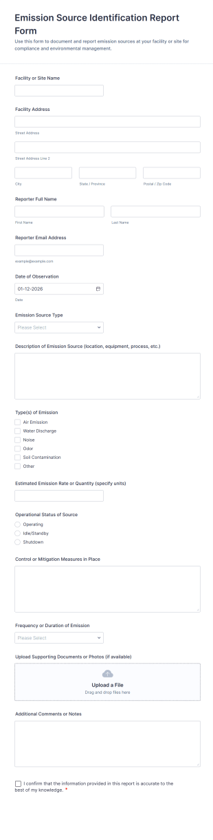 Emission Source Identification Report Form Template