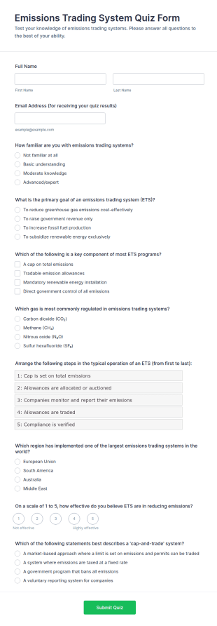Emissions Trading System Quiz Form Template