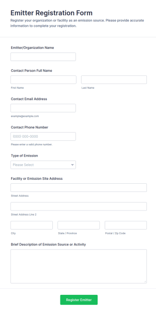 Emitter Registration Form Template
