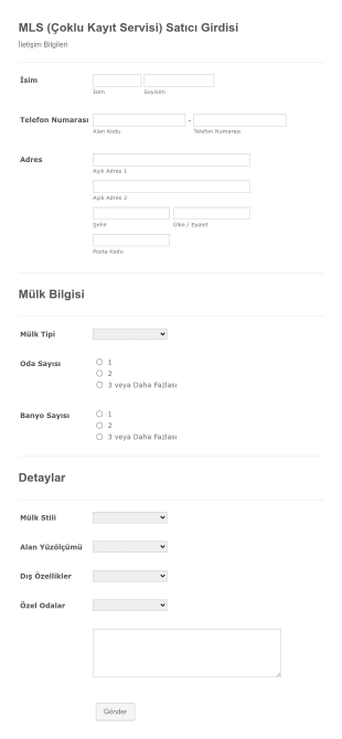 Emlak Kayıt Form Şablonu