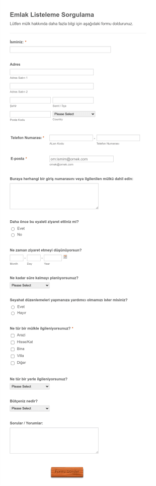 Emlak Talep Form Şablonu