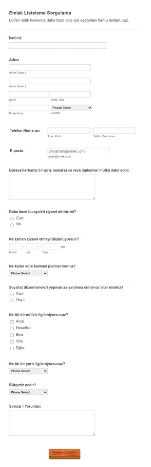 Emlak Talep Form Şablonu