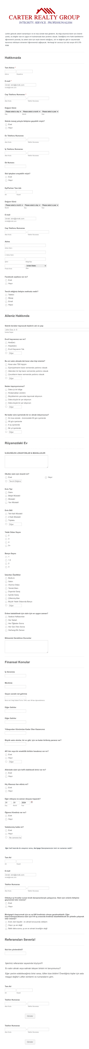 Emlakçı Bilgi Form Template