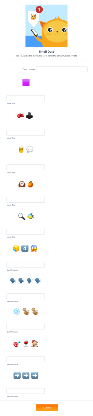 Emoji Quiz Template Form Template