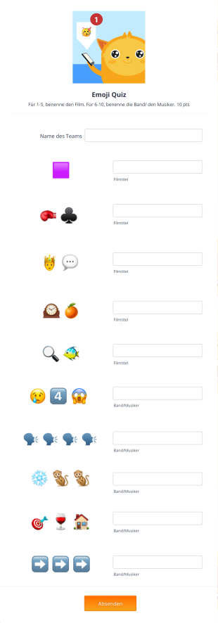 Emoji Quiz Vorlage Form Template