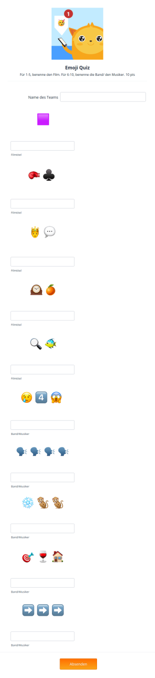 Emoji Quiz Vorlage