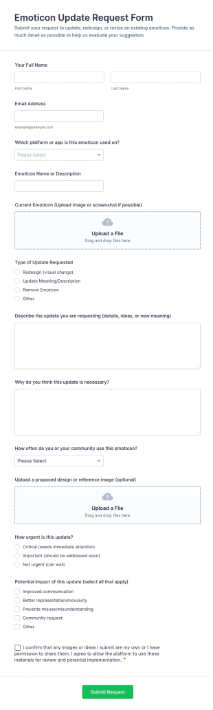 Emoticon Update Request Form Template