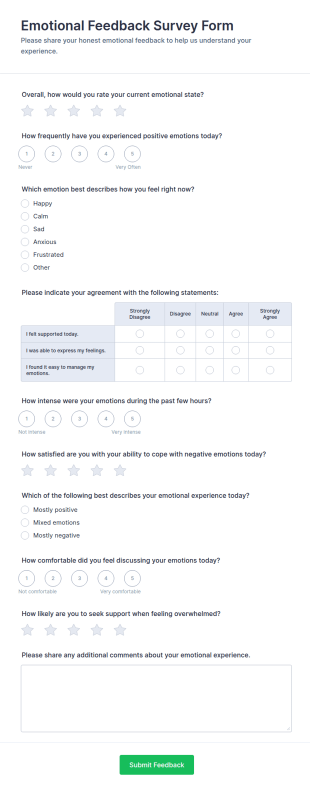Emotional Feedback Survey Form Template